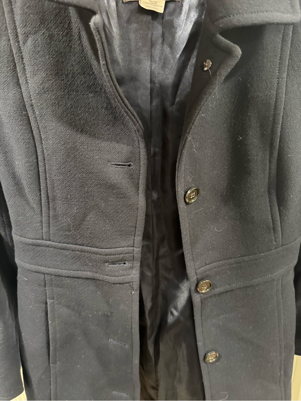 J.Crew Navy Wool Blend Tailored Long Coat - Picture 4 of 4